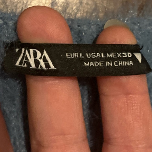 Zara Faux Fur Fuzzy Knit Sweater Spaghetti Straps Bandeau Top Size Large - Picture 2 of 4